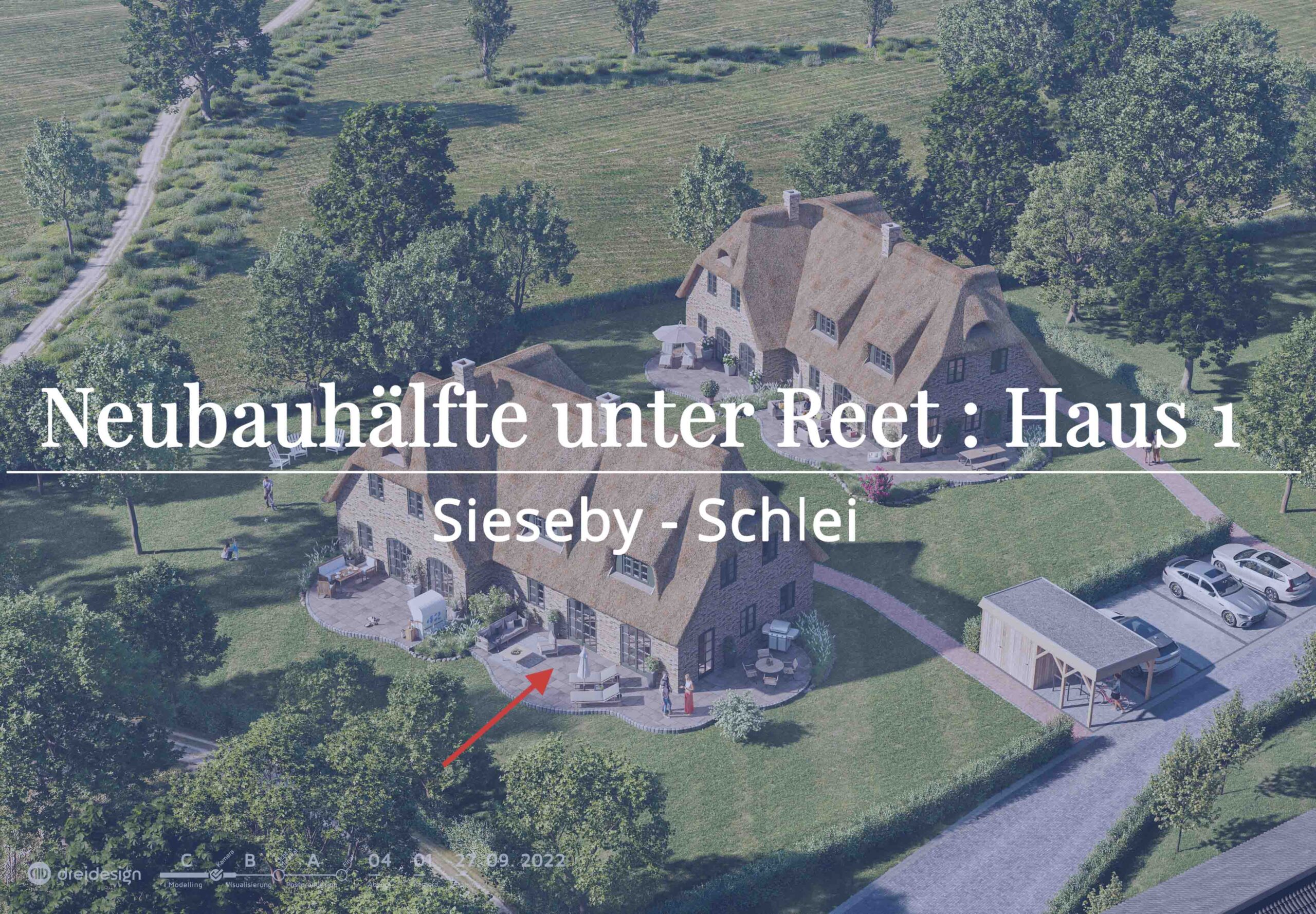 Neubauhälfte unter Reet: Haus 1